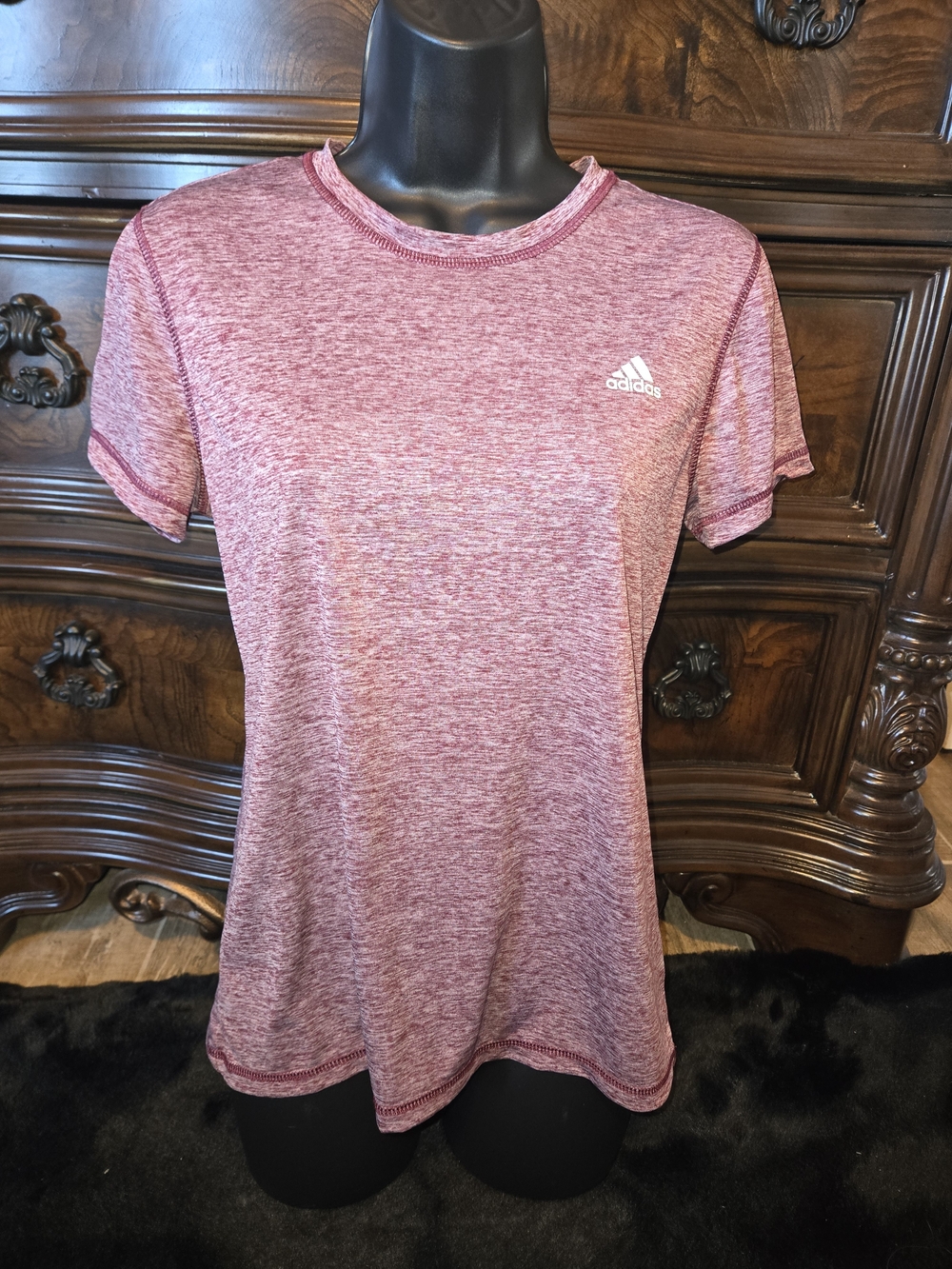 Adidas Golf Womens S Heather Burgundy Athletic T-Shirt Tee Top